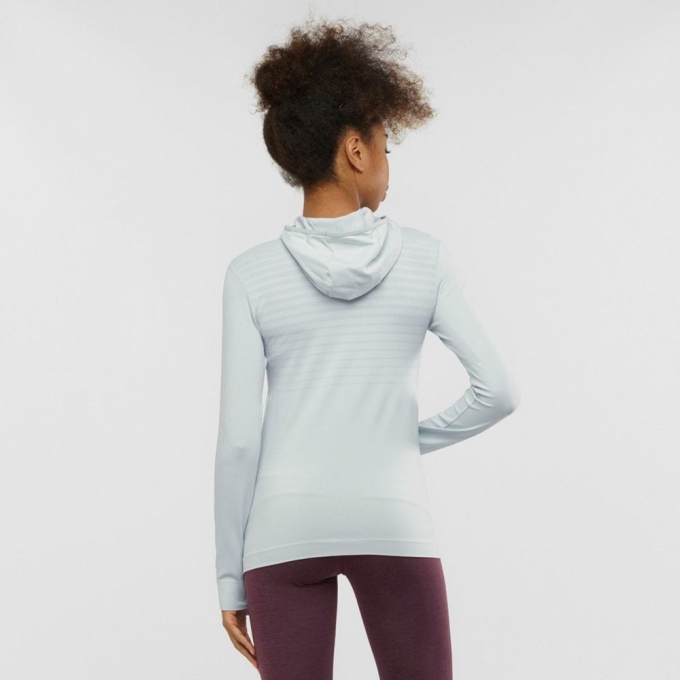 Azure Salomon COMET SEAMLESS HOODIE Women's Midlayers | AE-310UGDH