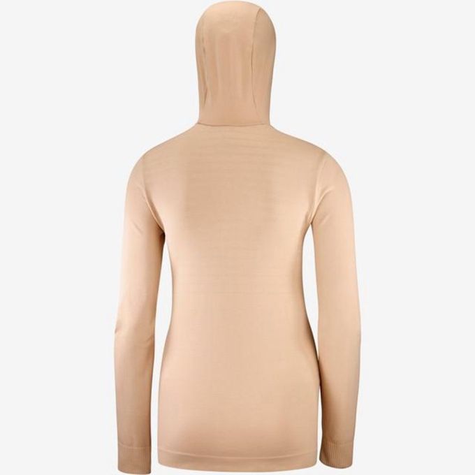 Beige Salomon ESSENTIAL SEAMLESS HOODIE Women's Midlayers | AE-354MDEI