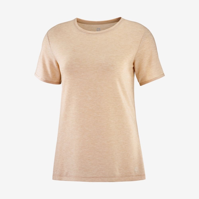 Beige Salomon ESSENTIAL TENCEL Women's T Shirts | AE-816HGUC