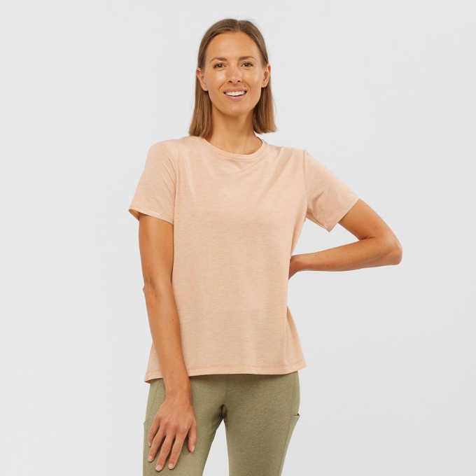 Beige Salomon ESSENTIAL TENCEL Women\'s T Shirts | AE-816HGUC