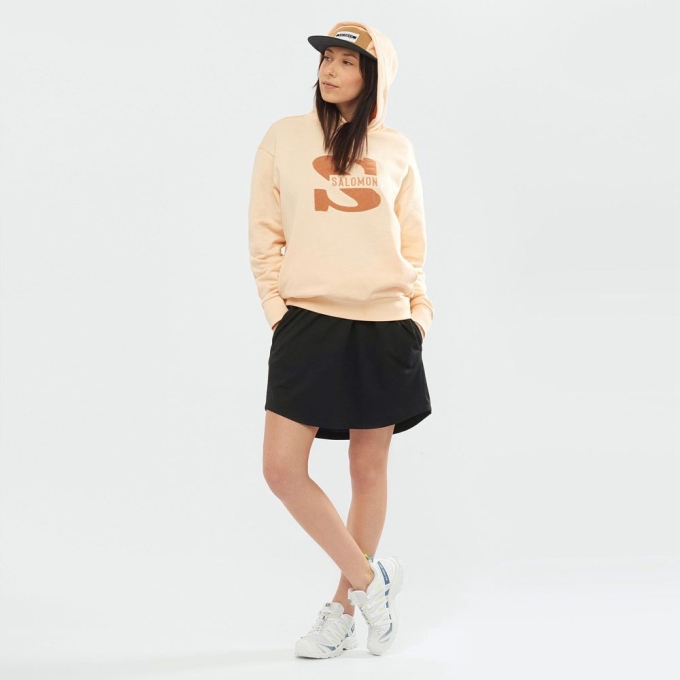 Beige Salomon OUTLIFE LOGO SUMMER Hooded Women's Pullover | AE-125GPUX