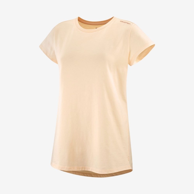 Beige Salomon OUTLIFE SCOOP HEM W Short Sleeve Women's T Shirts | AE-845LIJK