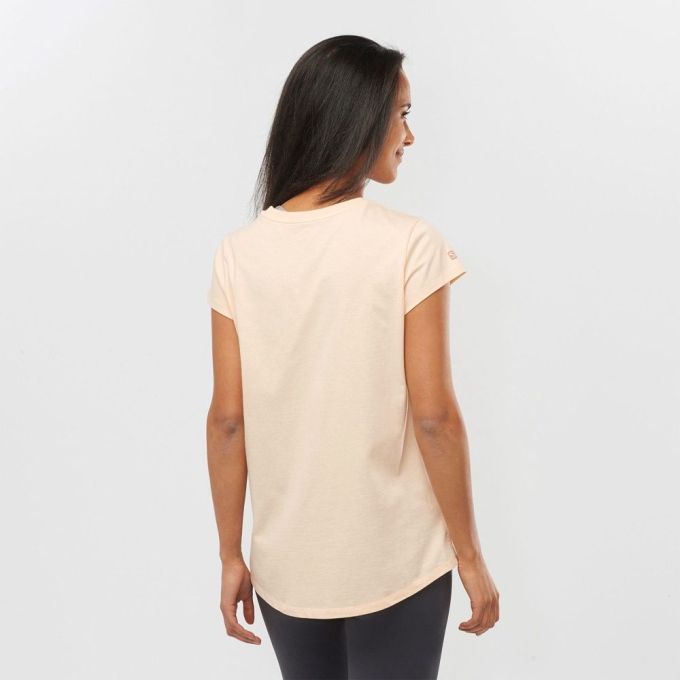 Beige Salomon OUTLIFE SCOOP HEM W Short Sleeve Women's T Shirts | AE-845LIJK