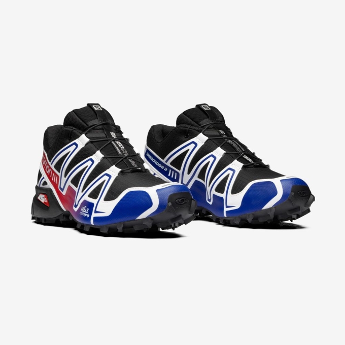 Black / Blue Salomon SPEEDCROSS 3 Men's Sneakers | AE-780YUTE