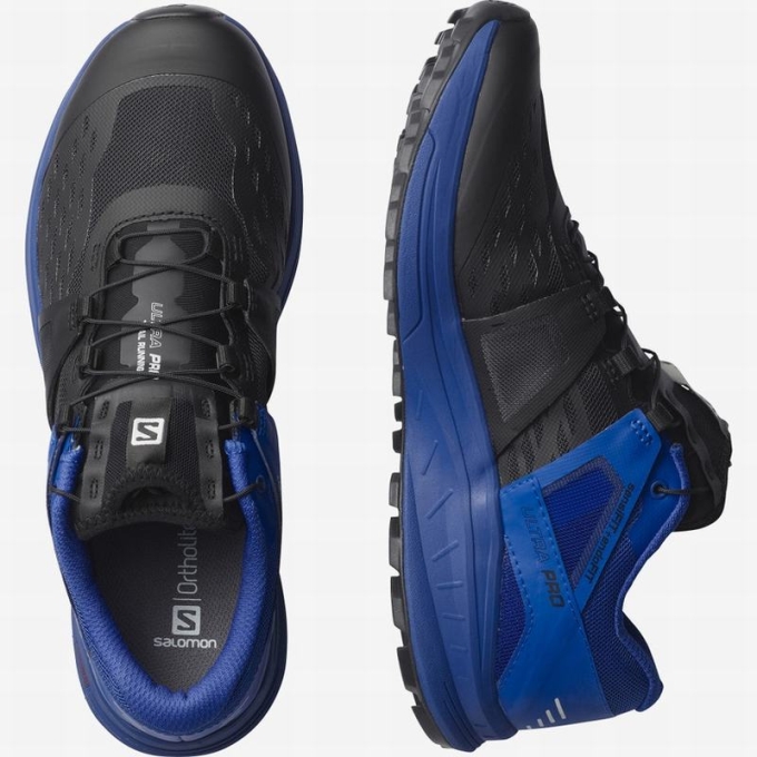 Black / Blue Salomon ULTRA /PRO Men's Trail Running Shoes | AE-735GJOR