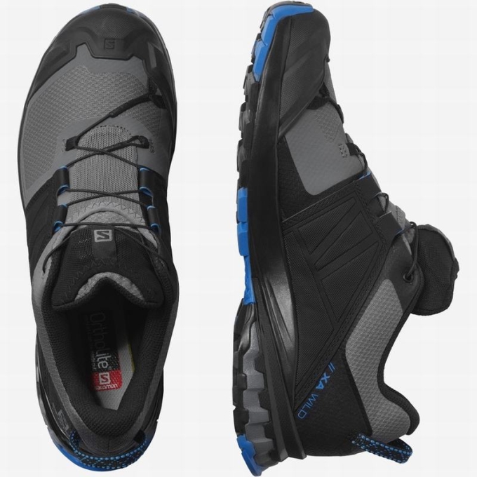 Black / Blue Salomon XA WILD Men's Trail Running Shoes | AE-123UZJF