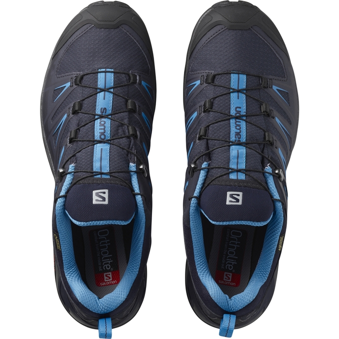 Black / Blue Salomon X ULTRA 3 GTX Men's Hiking Shoes | AE-415BWTH