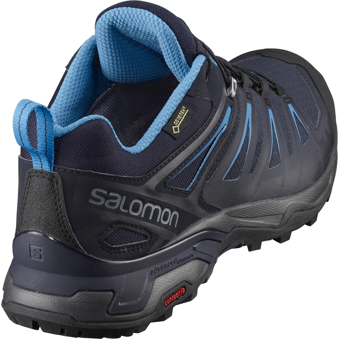 Black / Blue Salomon X ULTRA 3 GTX Men's Hiking Shoes | AE-415BWTH