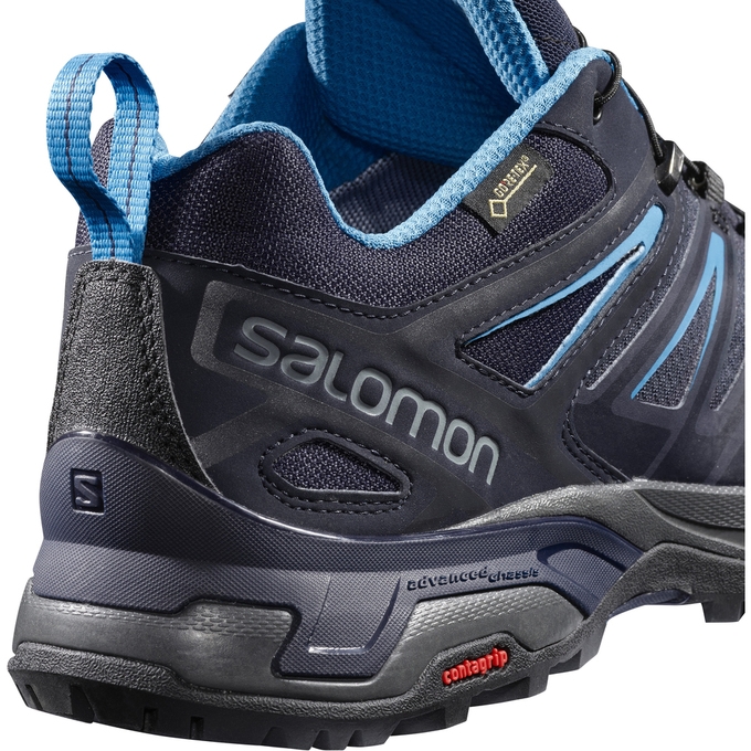 Black / Blue Salomon X ULTRA 3 GTX Men's Hiking Shoes | AE-415BWTH