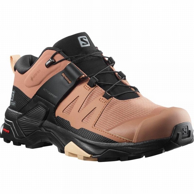 Black / Cream Salomon X ULTRA 4 GORE-TEX Women's Hiking Shoes | AE-602ZQMK