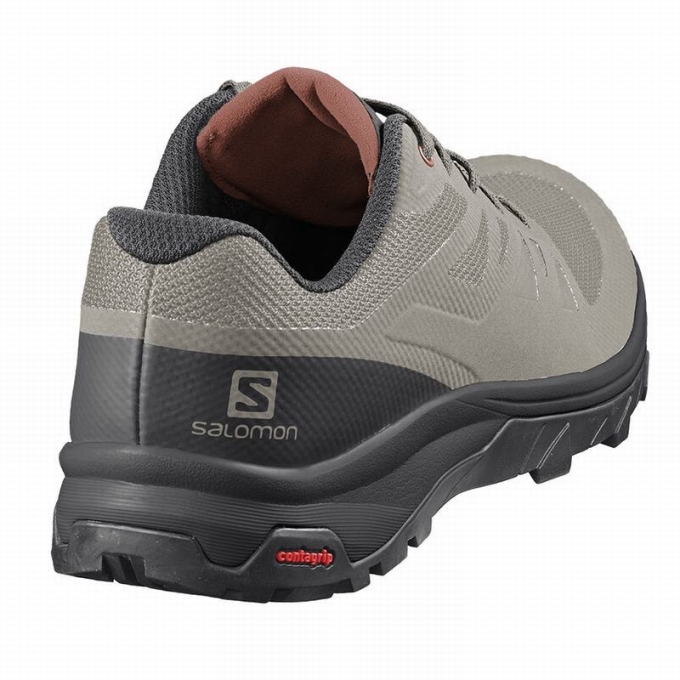 Black / Dark Red Salomon OUTLINE Men's Hiking Shoes | AE-512VTXM