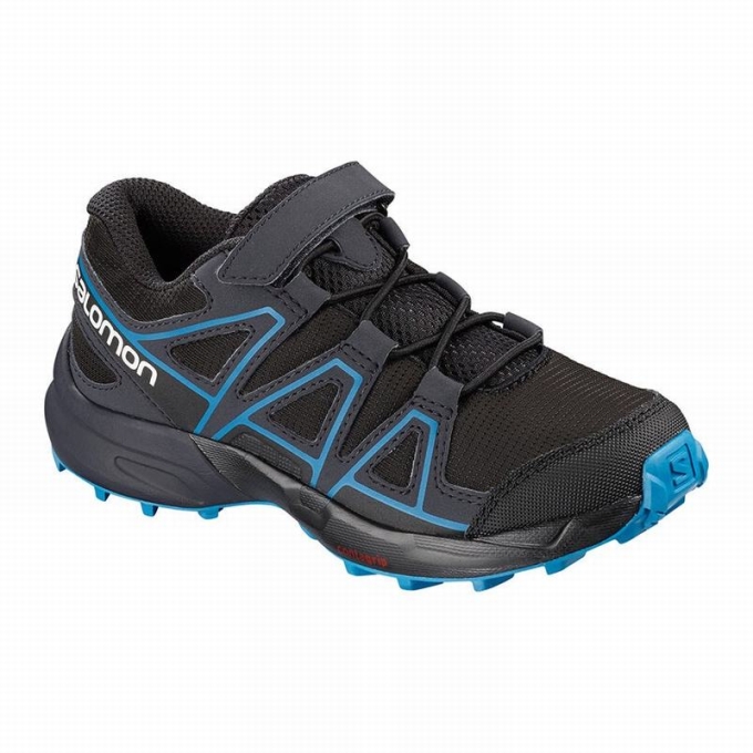 Black / Deep Grey Salomon SPEEDCROSS Kids\' Trail Running Shoes | AE-530MPDG