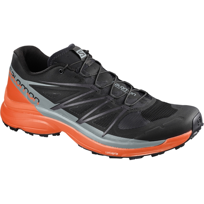 Black / Grey / Orange Salomon WINGS PRO 3 Men\'s Trail Running Shoes | AE-897PFKZ