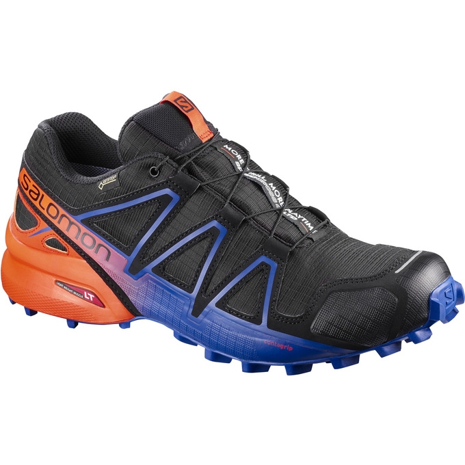 Black / Navy / Orange Salomon SPEEDCROSS 4 GTX LTD Men\'s Trail Running Shoes | AE-175ZGTX