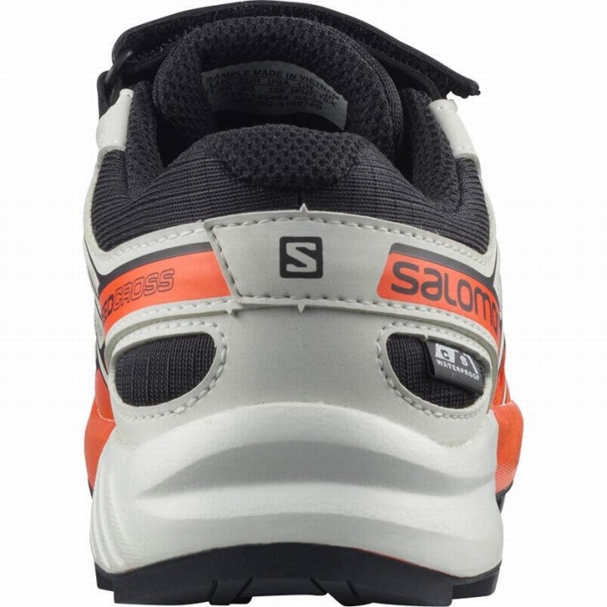 Black / Pink Salomon SPEEDCROSS CLIMASALOMON WATERPROOF Kids' Trail Running Shoes | AE-635MEHX