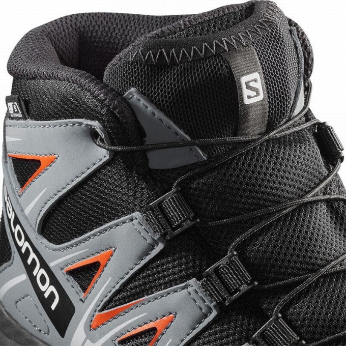 Black / Pink Salomon XA PRO 3D MID CSWP J Kids' Hiking Shoes | AE-812SZWH