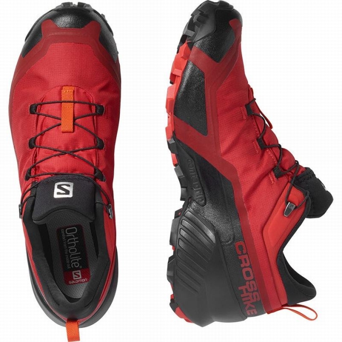 Black / Red Orange Salomon CROSS HIKE GORE-TEX Men's Hiking Shoes | AE-764VCAF