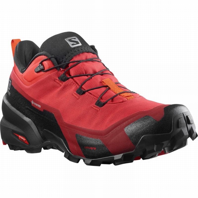 Black / Red Orange Salomon CROSS HIKE GORE-TEX Men's Hiking Shoes | AE-764VCAF