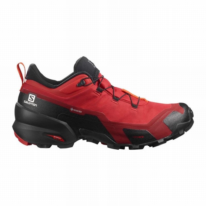 Black / Red Orange Salomon CROSS HIKE GORE-TEX Men\'s Hiking Shoes | AE-764VCAF