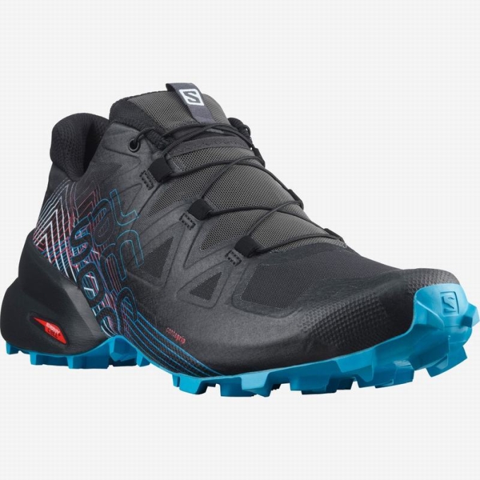 Black / Red Salomon Men's Trail Running Shoes | AE-176RQHF