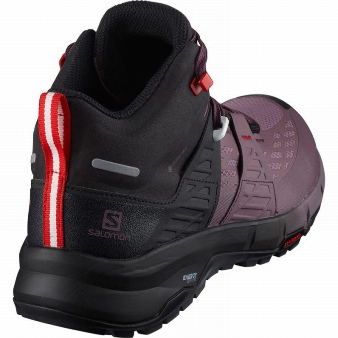 Black / Red Salomon ODYSSEY MID GTX W Women's Hiking Shoes | AE-685XZRI