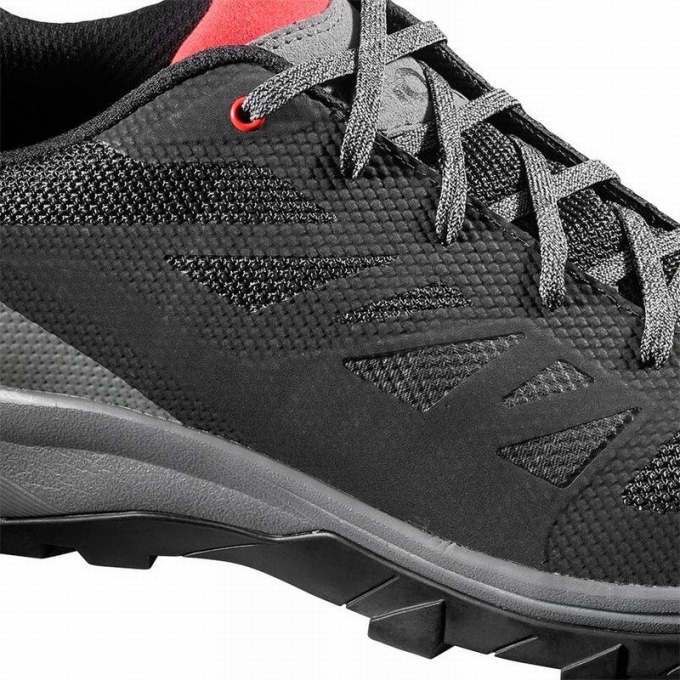 Black / Red Salomon OUTLINE Men's Hiking Shoes | AE-971IBAM