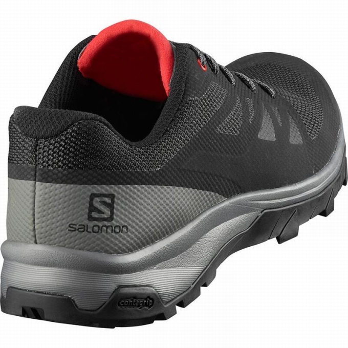 Black / Red Salomon OUTLINE Men's Hiking Shoes | AE-971IBAM