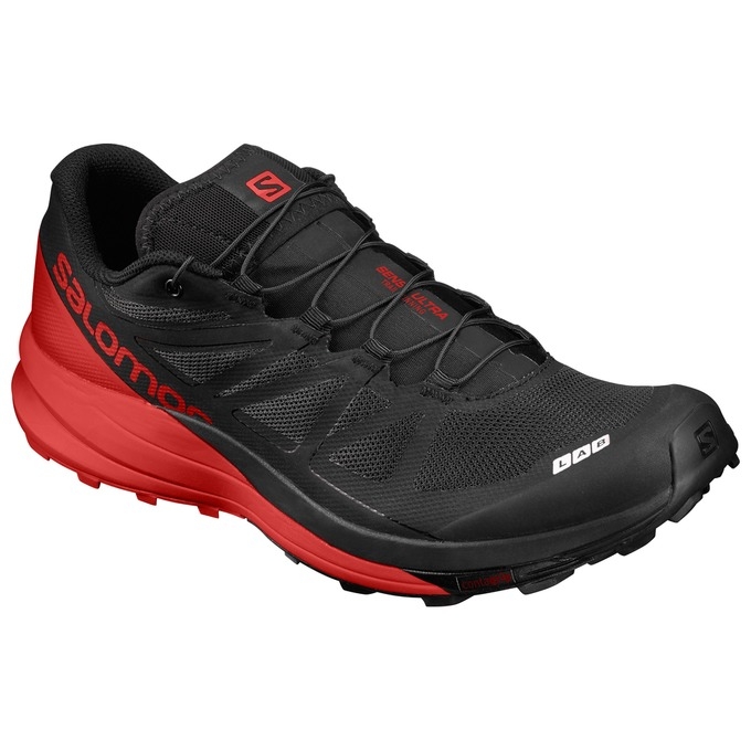 Black / Red Salomon S/LAB SENSE ULTRA Men\'s Trail Running Shoes | AE-829QOYX