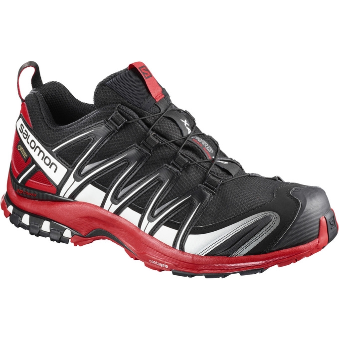 Black / Red Salomon XA PRO 3D GTX Men\'s Trail Running Shoes | AE-518VOBG