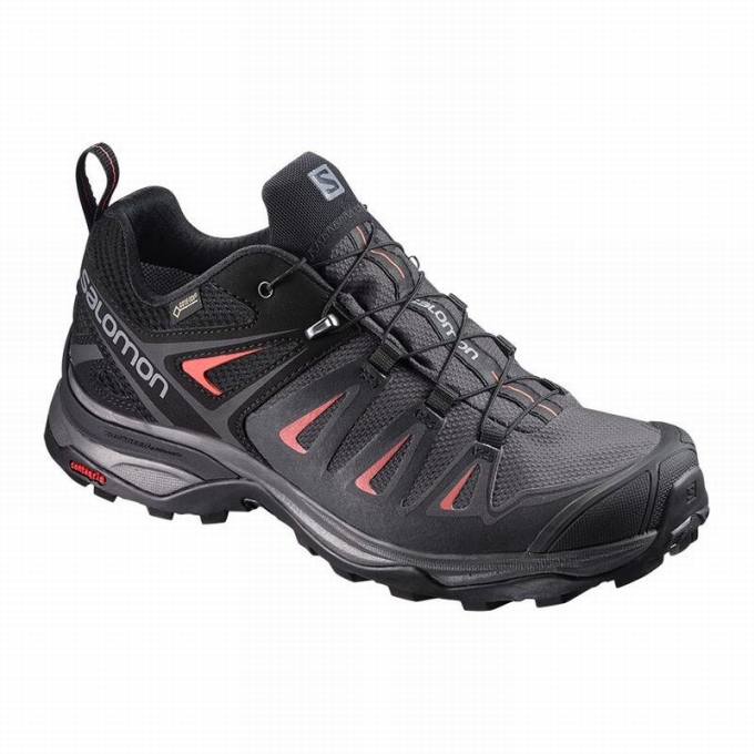 Black / Red Salomon X ULTRA 3 GORE-TEX Women\'s Hiking Shoes | AE-372XHTW