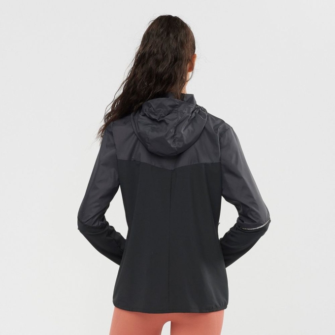 Black Salomon AGILE FULL ZIP HOODIE Women's Jackets | AE-015KFYU