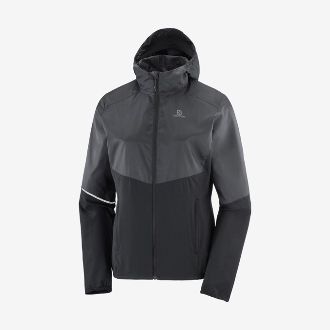 Black Salomon AGILE FULL ZIP HOODIE Women's Jackets | AE-015KFYU