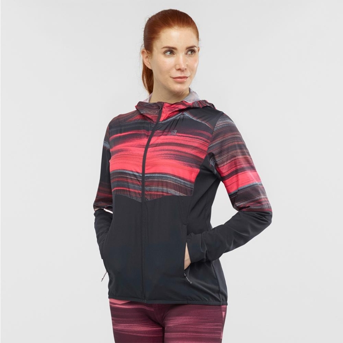 Black Salomon AGILE FZ HOODIE W Women's Jackets | AE-106NGWL