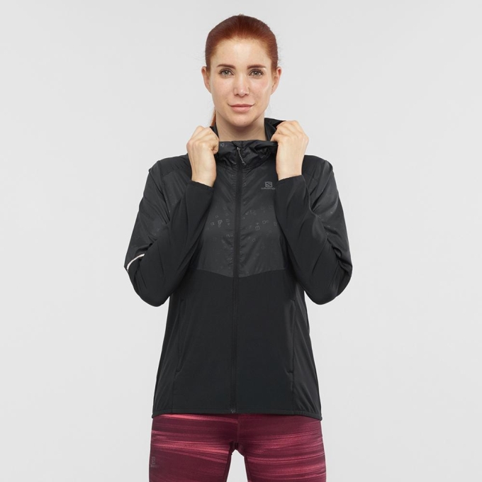 Black Salomon AGILE FZ HOODIE W Women's Jackets | AE-539CYPN