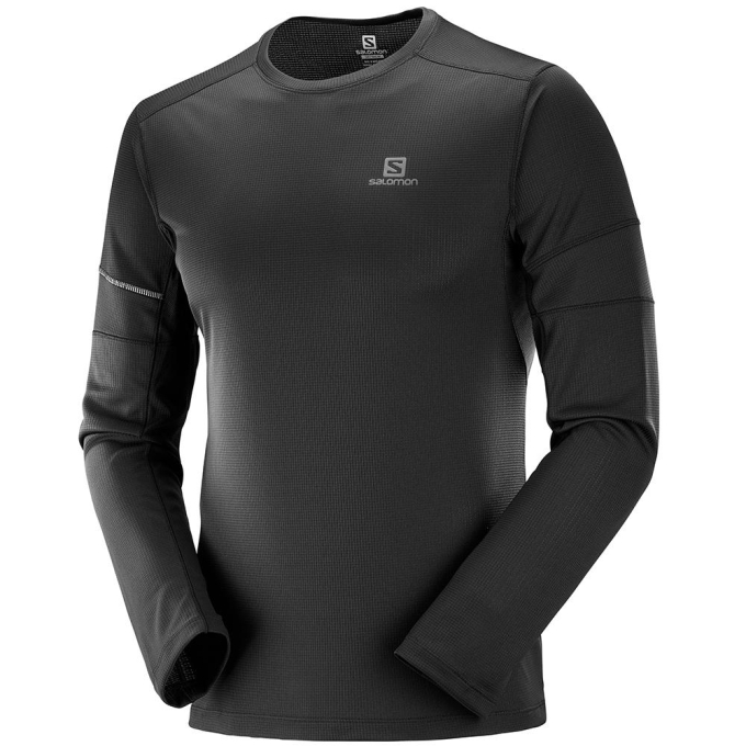 Black Salomon AGILE LS M Men\'s T Shirts | AE-786CWPV