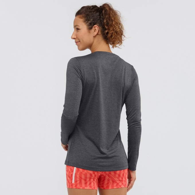 Black Salomon AGILE Long Sleeve Women's T Shirts | AE-148KLER