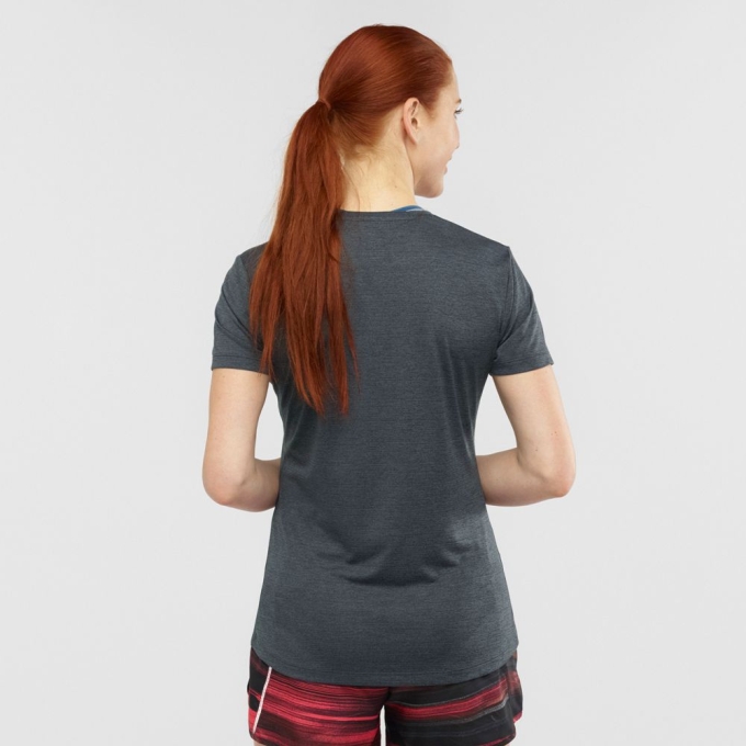 Black Salomon AGILE Road Running Short Sleeve Women's T Shirts | AE-493ELTZ