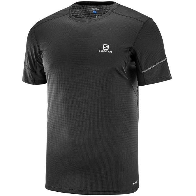 Black Salomon AGILE SS M Men\'s T Shirts | AE-380CZUB