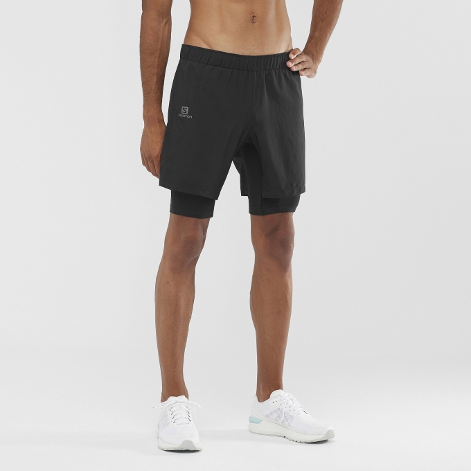 Black Salomon AGILE TWINSKIN M Men's Shorts | AE-468SVMU