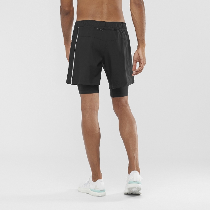 Black Salomon AGILE TWINSKIN M Men's Shorts | AE-468SVMU