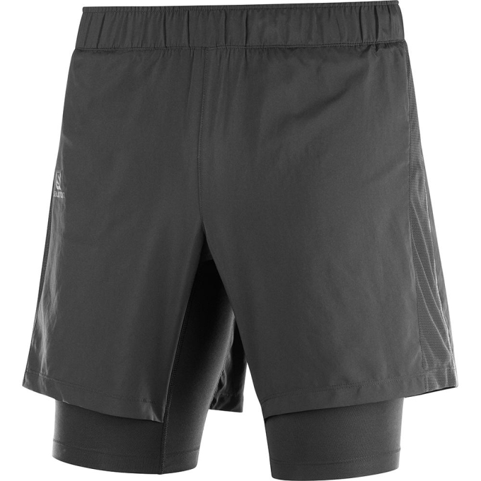 Black Salomon AGILE TWINSKIN M Men's Shorts | AE-468SVMU