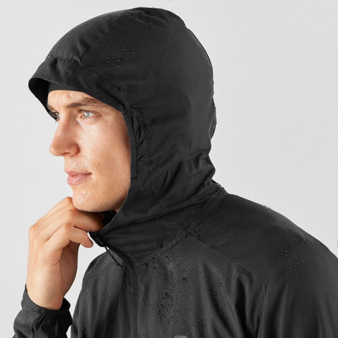 Black Salomon AGILE WIND Men's Jackets | AE-593JBNG