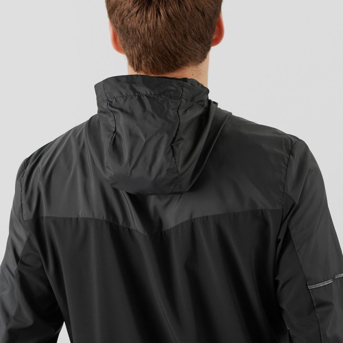 Black Salomon AGILE WIND Men's Jackets | AE-593JBNG