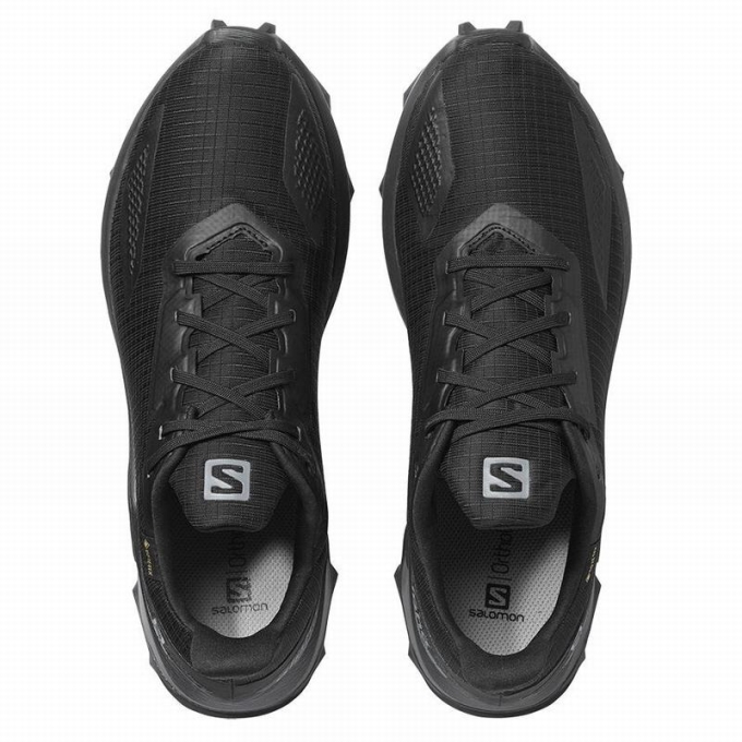 Black Salomon ALPHACROSS BLAST GTX Men's Trail Running Shoes | AE-294KMGU