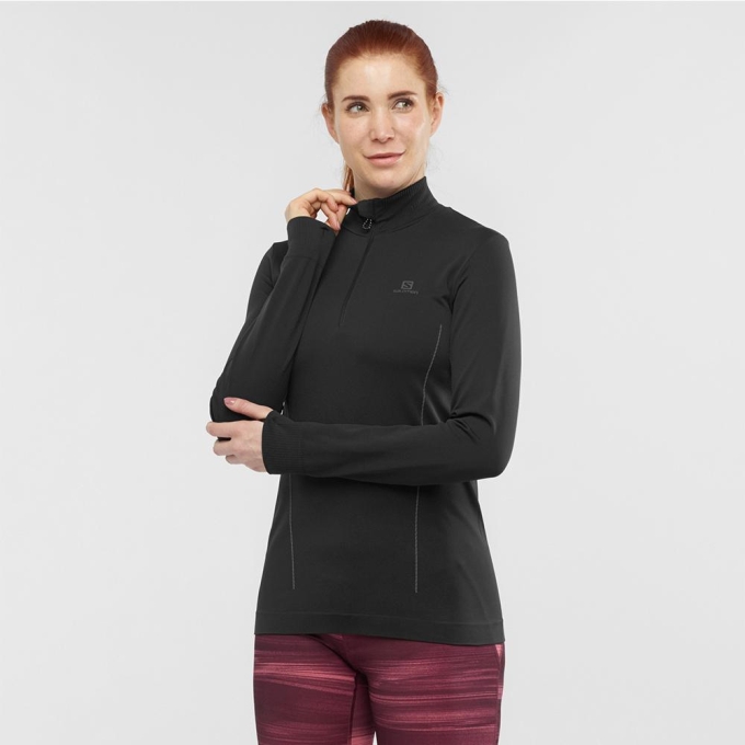 Black Salomon COMET SEAMLESS HZ W Women's Hoodie | AE-829HCZN