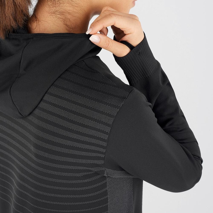 Black Salomon COMET SEAMLESS W Women's Hoodie | AE-148GDQE