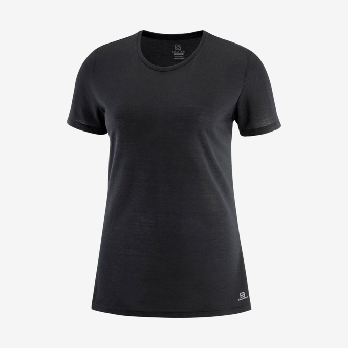 Black Salomon COMET SLEEVE Women's T Shirts | AE-086ORSK