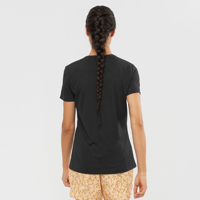 Black Salomon COMET SLEEVE Women's T Shirts | AE-086ORSK