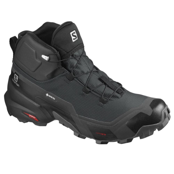 Black Salomon CROSS HIKE MID GORE-TEX Men's Hiking Boots | AE-309FJWY