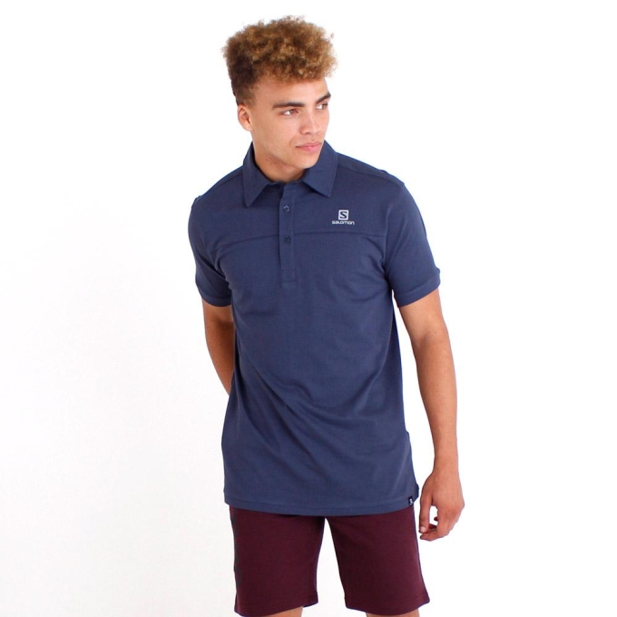 Black Salomon CUSTOM SS POLO M Men's Polo | AE-957QRAG